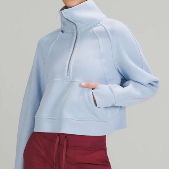 lululemon Scuba Oversized Funnel Neck Half Zip in Blue Linen M/L - Picture 1 of 4